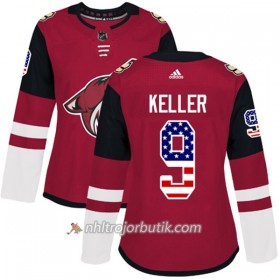Dame Ishockey Arizona Coyotes Tröja Clayton Keller 9 Adidas 2017-2018 Röd USA Flag Fashion Authentic